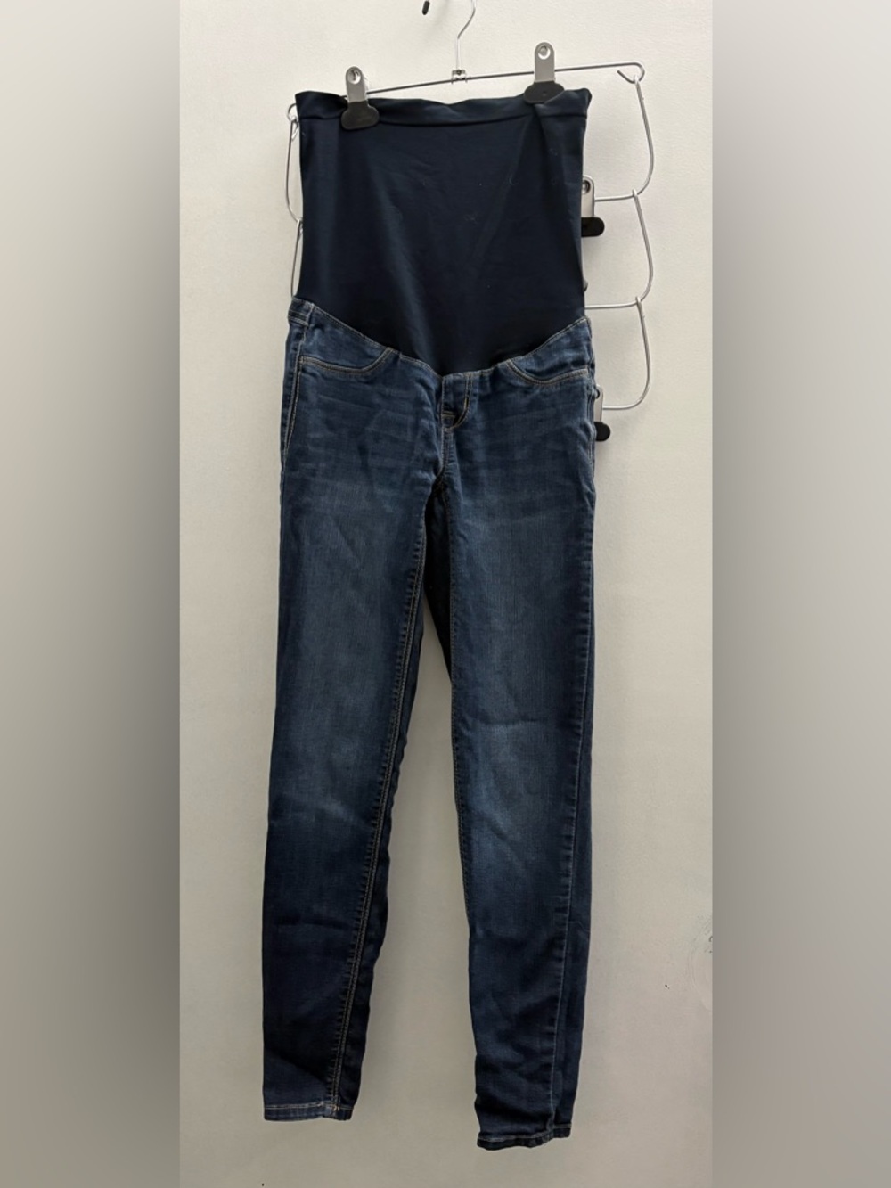 Maternity Dark Blue Skinny Jeans with Stretch Panel